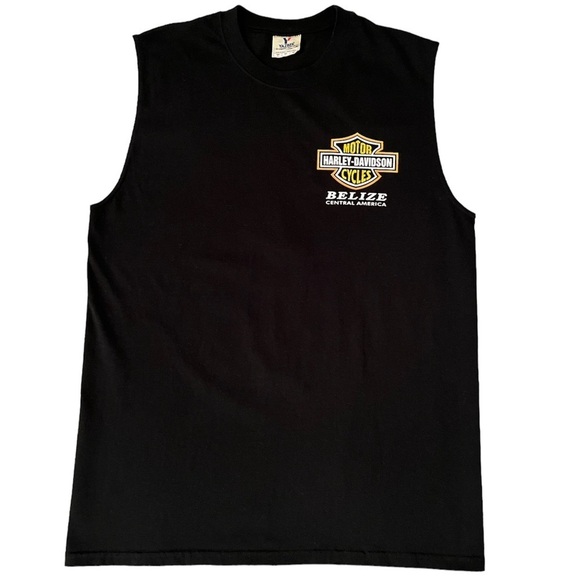 YAZBEK Harley Davidson Sleeveless T-Shirt Tank Size Large Black Belize - Picture 2 of 15